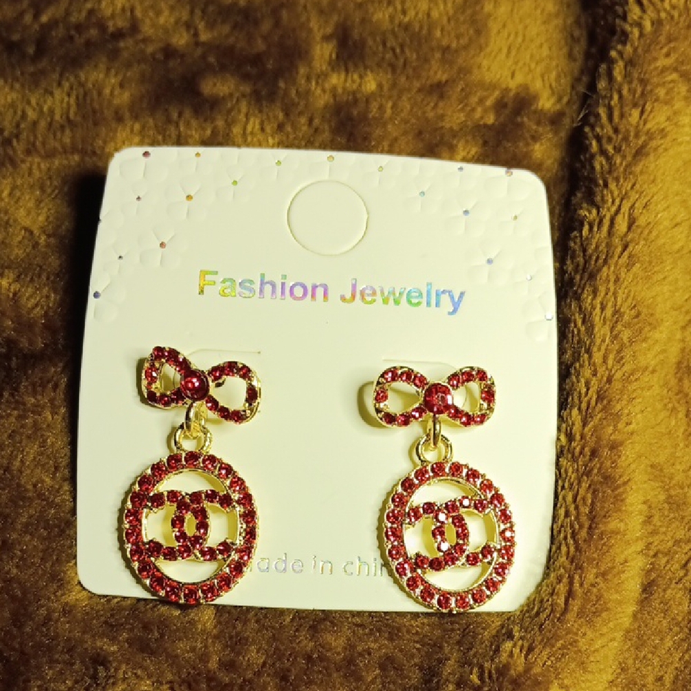 Fashion Elegant Red and Gold Earrings